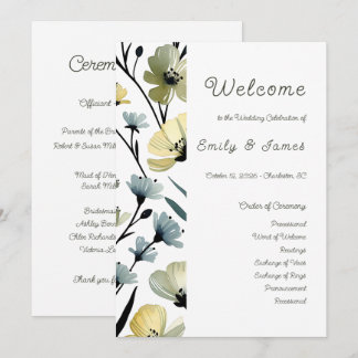 Sage Green & Soft Yellow Botanical Weddin Program