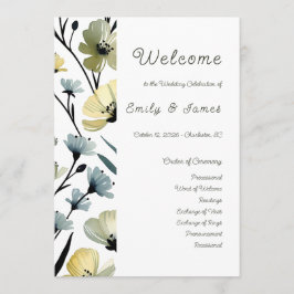 Sage Green & Soft Yellow Botanical Weddin Program