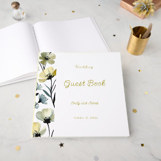 Sage Green & Soft Yellow Botanical Wedding Gästböcker