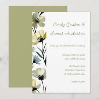 Sage Green & Soft Yellow Botanical Wedding Inbjudningar