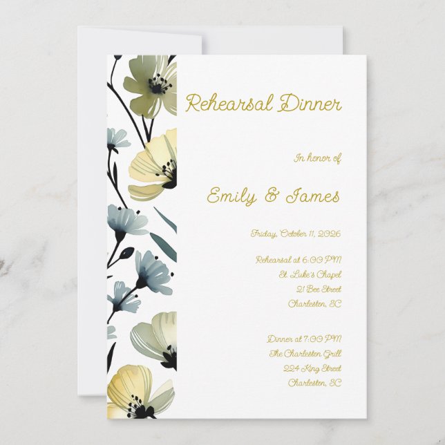 Sage Green & Soft Yellow Botanical Wedding Inbjudningar (Framsida)