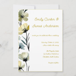 Sage Green & Soft Yellow Botanical Wedding Inbjudningar
