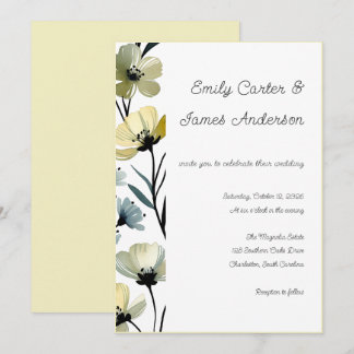 Sage Green & Soft Yellow Botanical Wedding Inbjudningar