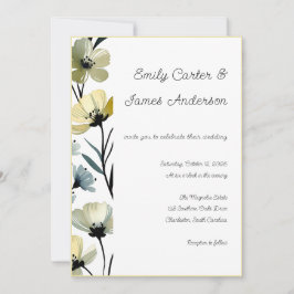 Sage Green & Soft Yellow Botanical Wedding Inbjudningar