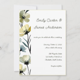 Sage Green & Soft Yellow Botanical Wedding Inbjudningar