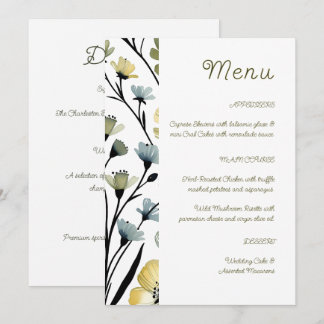 Sage Green & Soft Yellow Botanical Wedding Meny