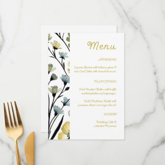 Sage Green & Soft Yellow Botanical Wedding Meny