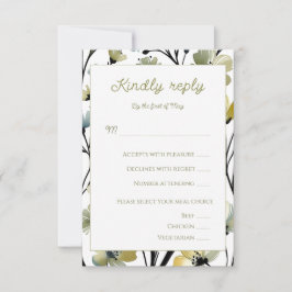 Sage Green & Soft Yellow Botanical Wedding OSA Kort