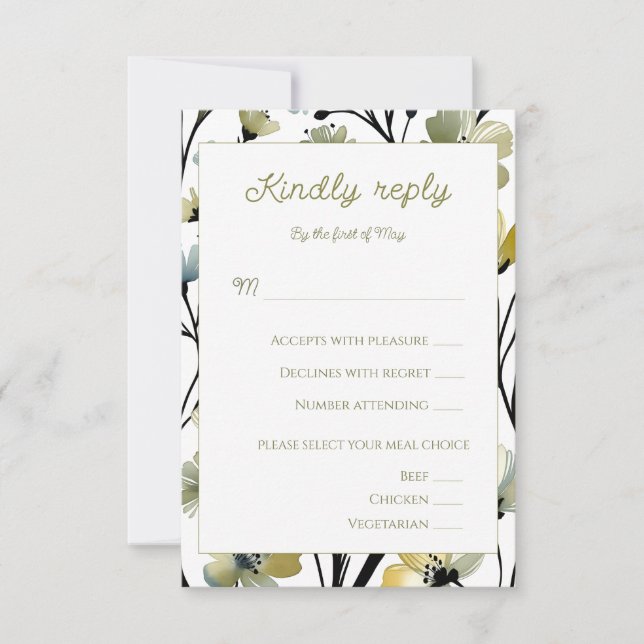 Sage Green & Soft Yellow Botanical Wedding OSA Kort (Framsida)