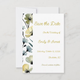Sage Green & Soft Yellow Botanical Wedding Spara Datumet