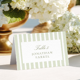 Sage Green Stripes Place Cards Bordsnummer