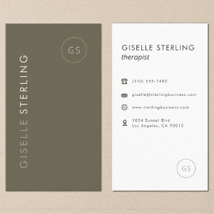 Sage Green Terapeut Lyx Elegant Modern Visitkort