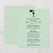 Sage Green Thanksgiving Middagsmeny Kort