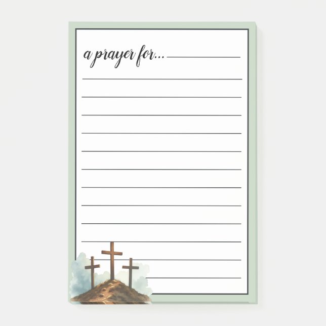 Sage Green Three Crosses War Room Prayer Post-it Block (Framsida)