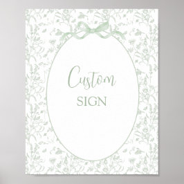 Sage Green Toile Custom sign Poster
