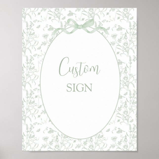 Sage Green Toile Custom sign Poster (Framsidan)