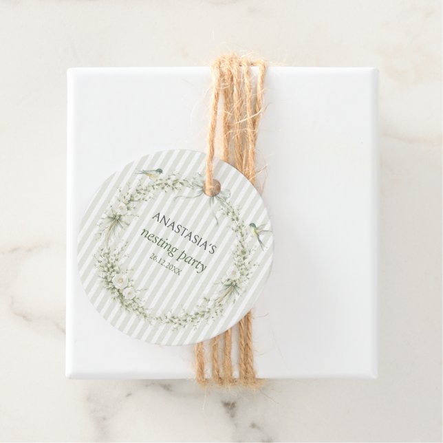 Sage Green Toile De Juoy Nesting Party  Gåvor Etiketter (På plats)