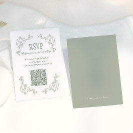 Sage Green Vintage Blommig QR Spansk Bröllopsbekrä Tilläggskort