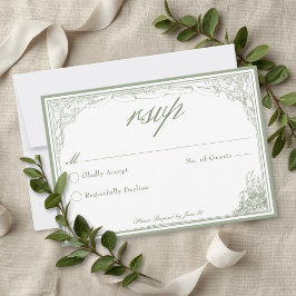 Sage Green Vintage Botanical Trellis Arch Wedding OSA Kort