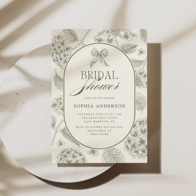 Sage Green Vintage Hydrangea Bridal Shower Inbjudningar (Skapare uppladdad)