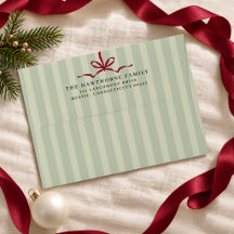 Sage Green Vintage Stripes with Return Address