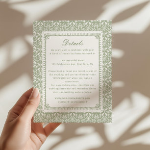 Sage Green Vintage Trädgård Bröllopsdetaljer Tilläggskort