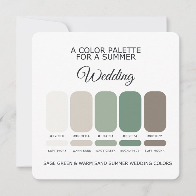 Sage Green & Warm Sand Summer Wedding Palette Card Inbjudningar (Framsida)