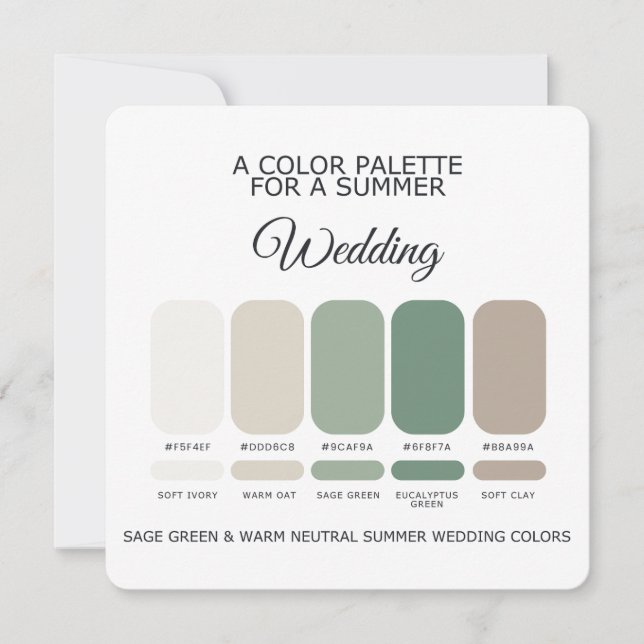 Sage Green Warm Sommar Bröllop Palett 2026 Kort (Framsida)