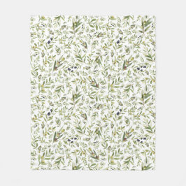 Sage Green Watercolor French Country Chic Olives Fleecefilt