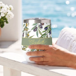 Sage Green Watercolor French Country Olive Pattern