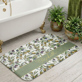 Sage Green Watercolor French Country Olive Pattern Badrumsmatta