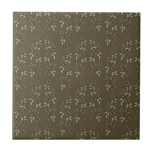 Sage Green Watercolor French Country Olive Pattern Kakelplatta (Framsidan)