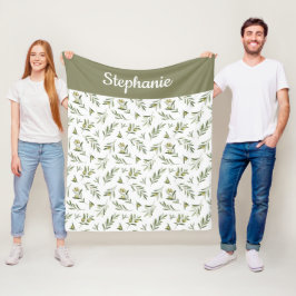 Sage Green Watercolor Olive Name Fleecefilt