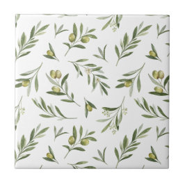Sage Green Watercolor Olives Kakelplatta