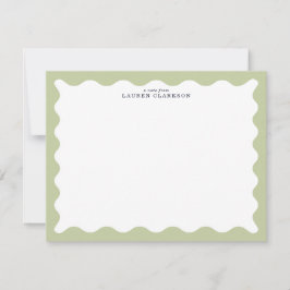 Sage Green Wavy Frame Note Card Inbjudningar