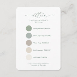 Sage Green Wedding Attire Color Palette Card  Inbjudningar