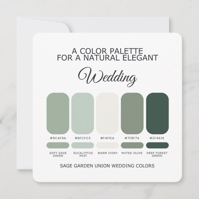 Sage Green Wedding Color Palette Card Inbjudningar (Framsida)