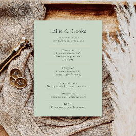 Sage Green Wedding Details Card | Minimal Elegant  Tilläggskort