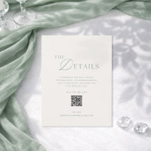 Sage Green Wedding Details Card with QR Code