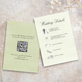 Sage Green Wedding Details QR Code Timeline Card Tilläggskort