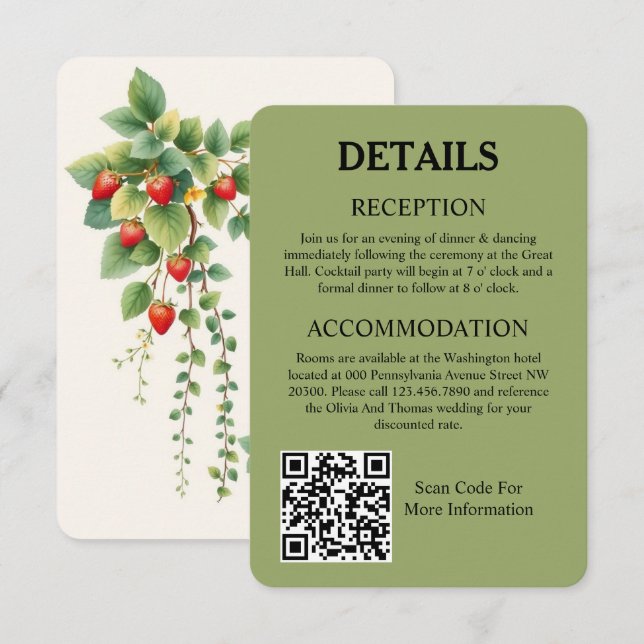 Sage Green Wedding Enclosure Card Set Tilläggskort (Fram/baksida)