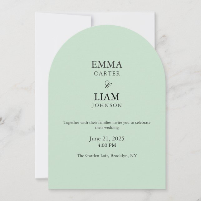 Sage Green Wedding Invitation Minimal Elegant Inbjudningar (Framsida)
