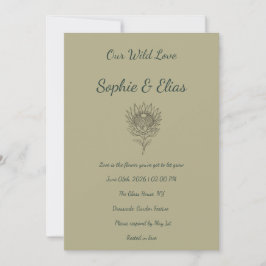 Sage Green Wedding Invitation Protea Botanical Inbjudningar