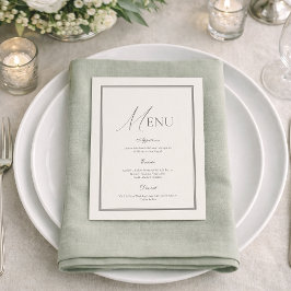 Sage Green Wedding Menu | Elegant Ivory Floral  Inbjudningar