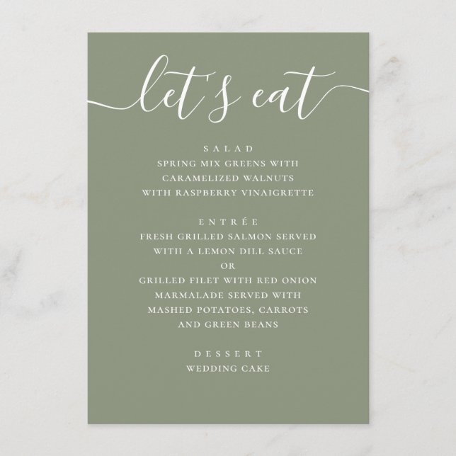 Sage Green Wedding | Minimalist Script Modern Meny (Framsida)