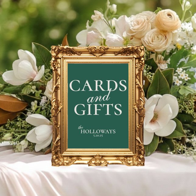 Sage Green Wedding Reception Gift Table Sign Poster (Wedding Bridal Shower Cards and Gifts Poste)