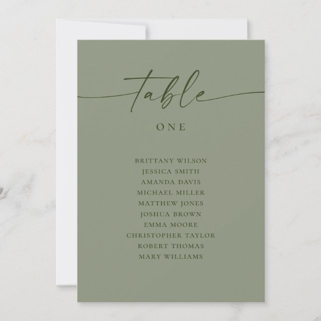 Sage Green Wedding Seating Chart | Minimalist Inbjudningar (Framsida)