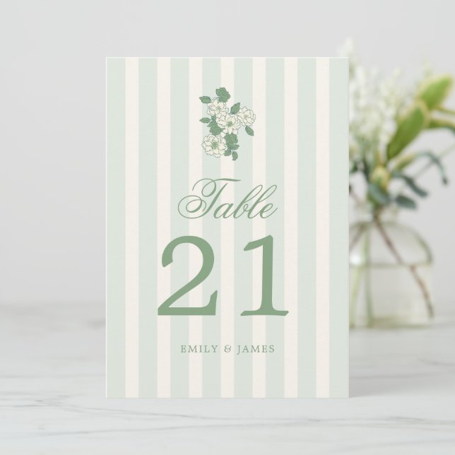 Sage Green Wedding Table Numbers Cards Inbjudningar (Stående Fram)