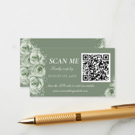 Sage Green White Floral Wedding RSVP EnclosureCard Tilläggskort