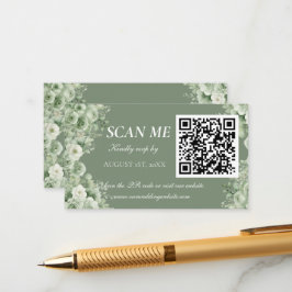 Sage Green White Floral Wedding RSVP  Tilläggskort
